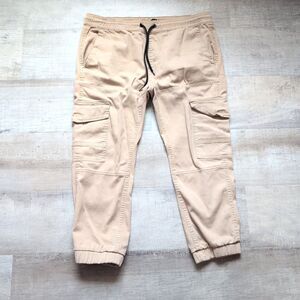 Akademiks Cargo 5 Pocket Design Joggers Mens Size M Light Brown